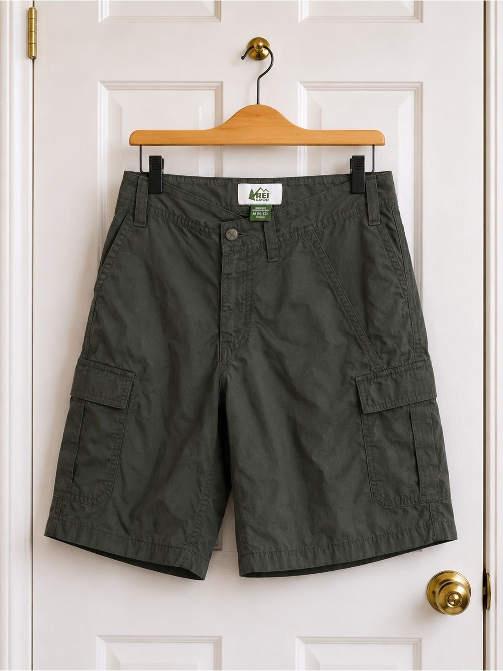 REI Co-op Kids Quick Dry Hiking Shorts Olive Green Size M 10-12 Cargo Pockets